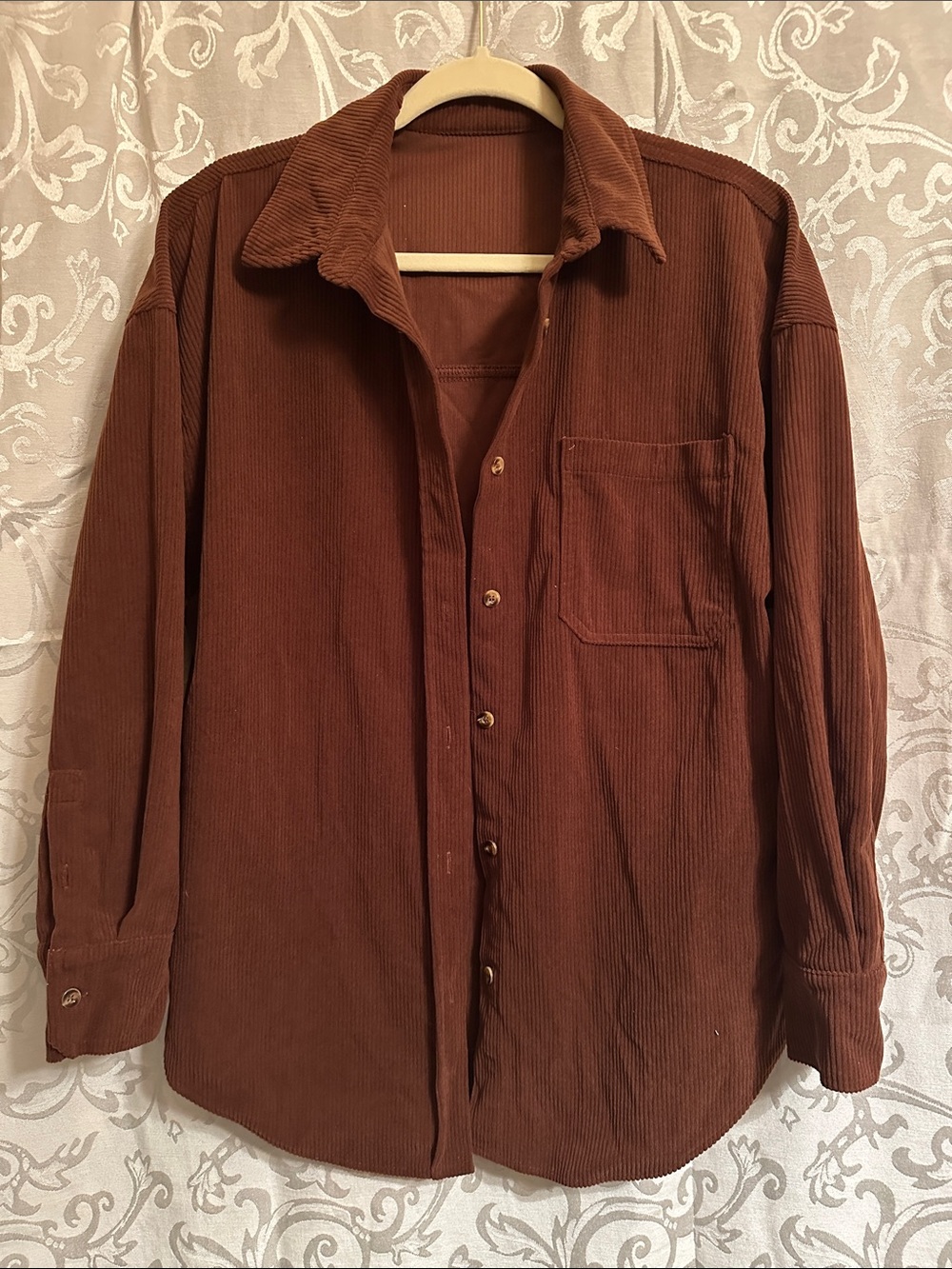 Women's Corduroy Button-Down Shirt — Rust